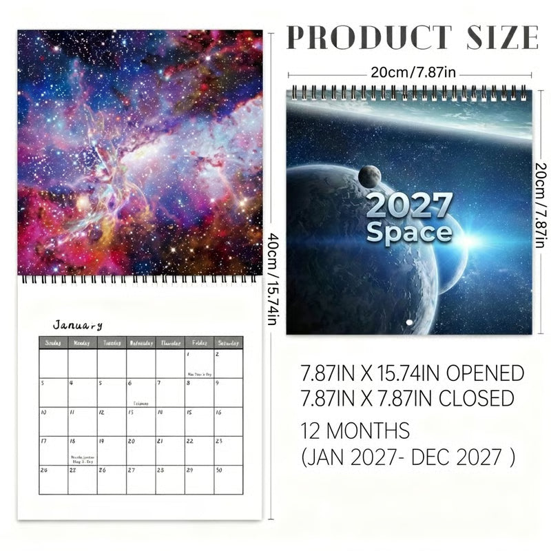 🚀 2027 Space Wall Calendar – 12 Months of Stunning Cosmic Views & Breathtaking Celestial Wonders