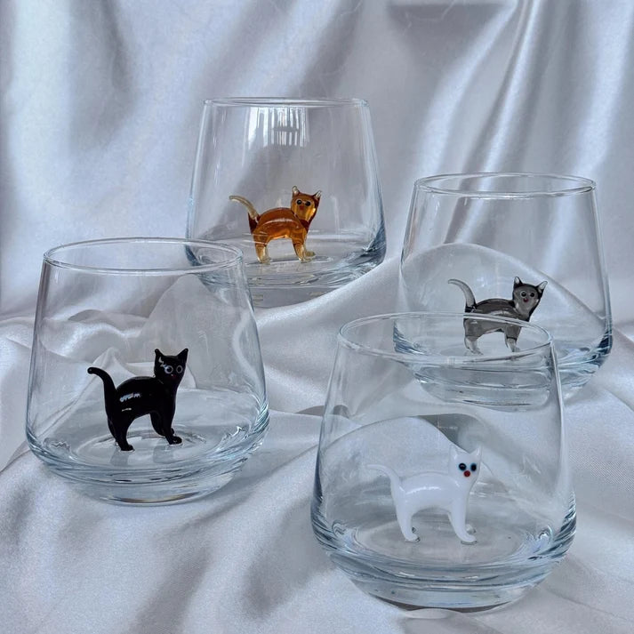 Handmade Murano Glass Cat Wine Glass