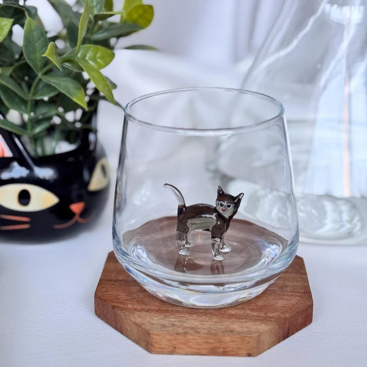 Handmade Murano Glass Cat Wine Glass